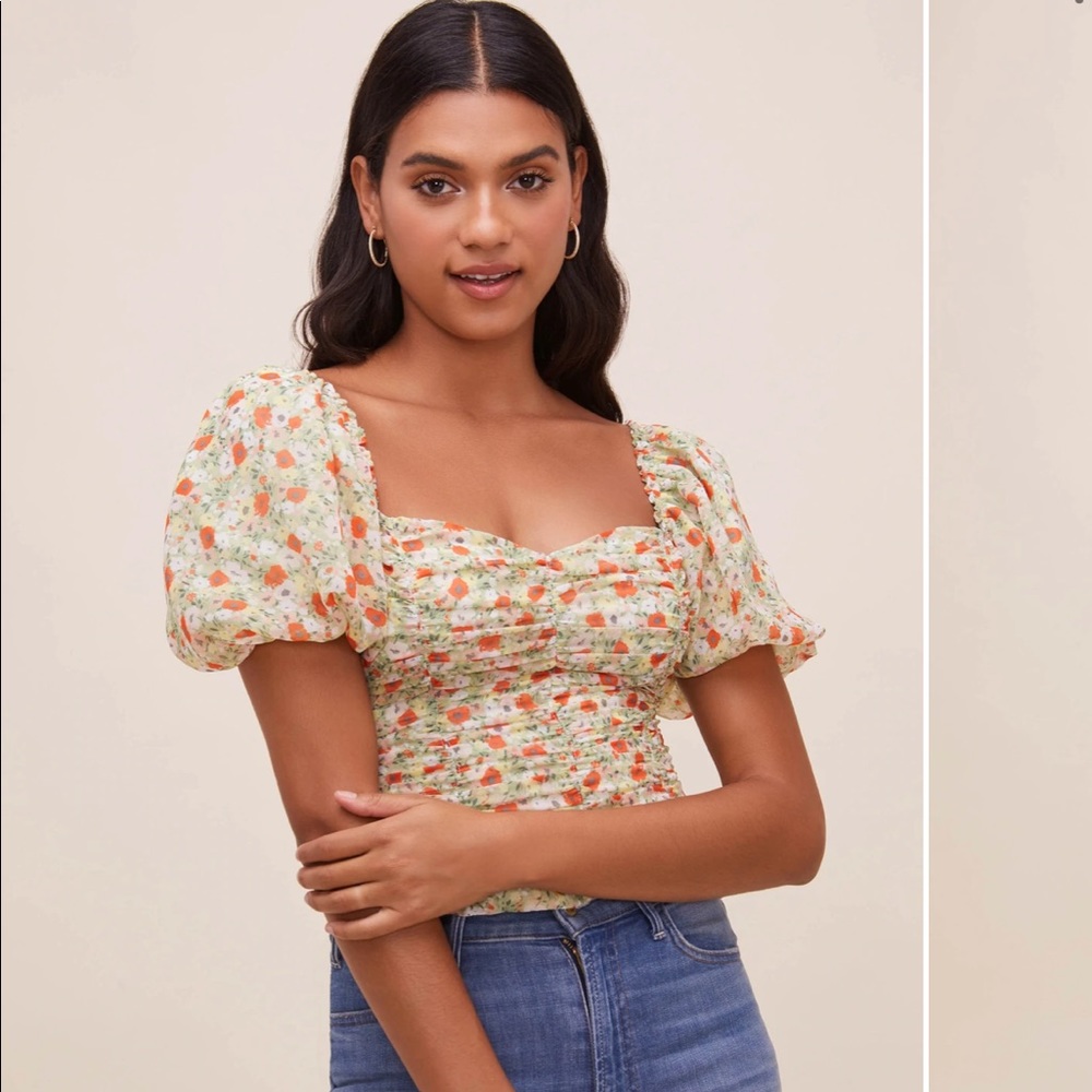 ASTR Tenley Floral Ruched Top